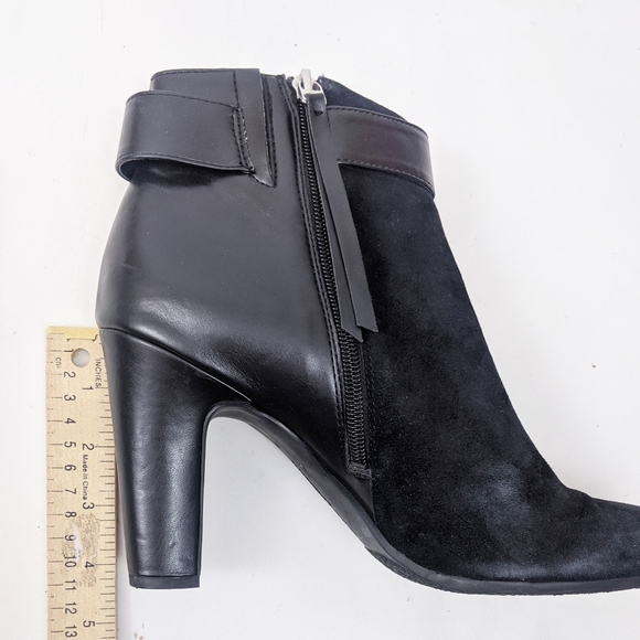 Sam Edelman Shaleigh Leather Ankle Boots 10 Black Booties Block Heel - Picture 15 of 16